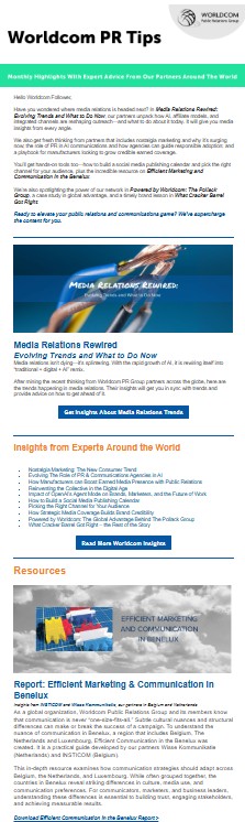 Worldcom PR Group Email Newsletter Example